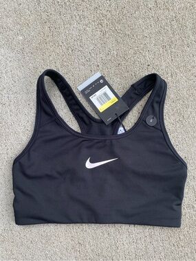 Nike Black Sports Bra with White Swoosh - Women's